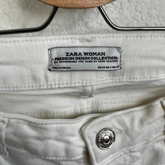 Zara Frayed Distressed White Skinny Jeans - Picture 8 of 8